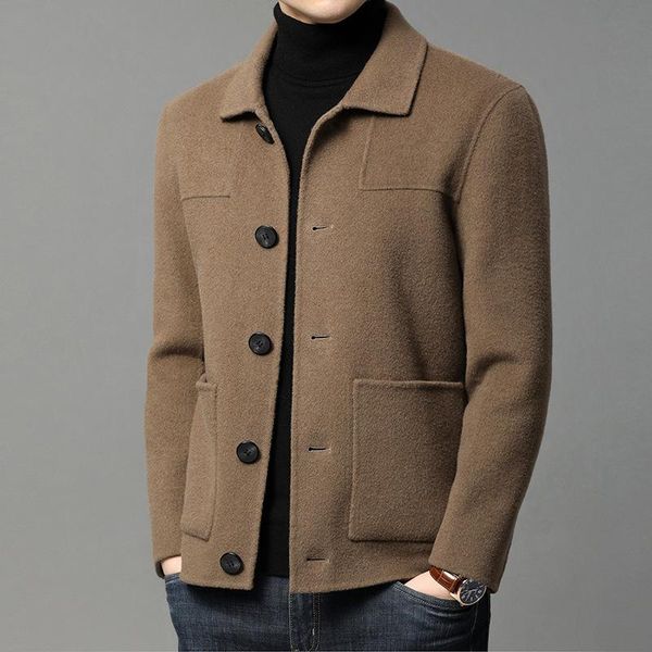 men's wool & blends a substituting cloth coat short men, pure single-breasted double-sided, leisure warm lapels, Black
men's wool & blends a substituting cloth coat short men, pure single-breasted double-sided, leisure warm lapels, Black
