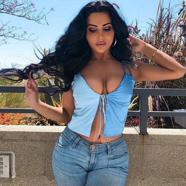 2021 women blue crop sleeveless lace up front tie tees stain tank shirt club fashion wear, White
2021 women blue crop sleeveless lace up front tie tees stain tank shirt club fashion wear, White