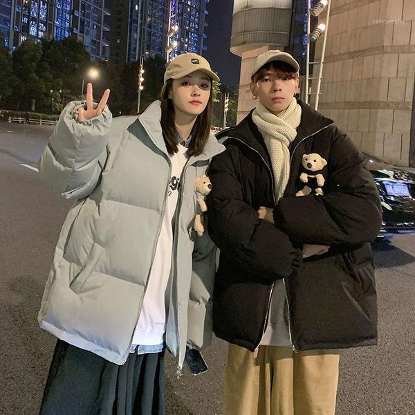 men's down & parkas 2021 winter couple men casual oversize clothes women bear doll parka korean streetwear fashion warm coat1, Black
men's down & parkas 2021 winter couple men casual oversize clothes women bear doll parka korean streetwear fashion warm coat1, Black