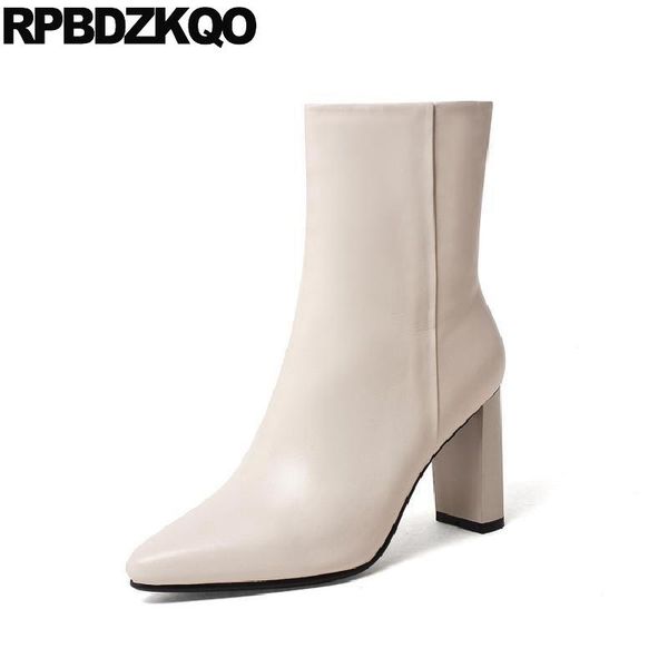 boots autumn 2021 brand women winter genuine leather short chunky thick fall ankle pointy pointed toe luxury beige high heel, Black
boots autumn 2021 brand women winter genuine leather short chunky thick fall ankle pointy pointed toe luxury beige high heel, Black