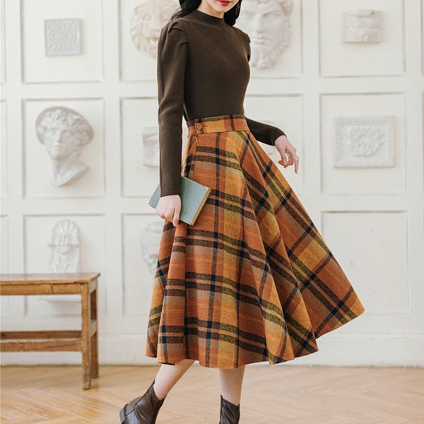 2021 retro french fashion temperament autumn keep warm woolen fabric high waist sarja check great skirt 49wo, Black
2021 retro french fashion temperament autumn keep warm woolen fabric high waist sarja check great skirt 49wo, Black