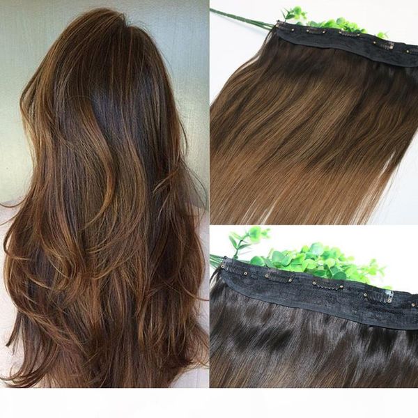 one piece clip in human hair extensions 5clips with lace straight brazilian virgin hair ombre dark brown balayage 2 6, Black
one piece clip in human hair extensions 5clips with lace straight brazilian virgin hair ombre dark brown balayage 2 6, Black