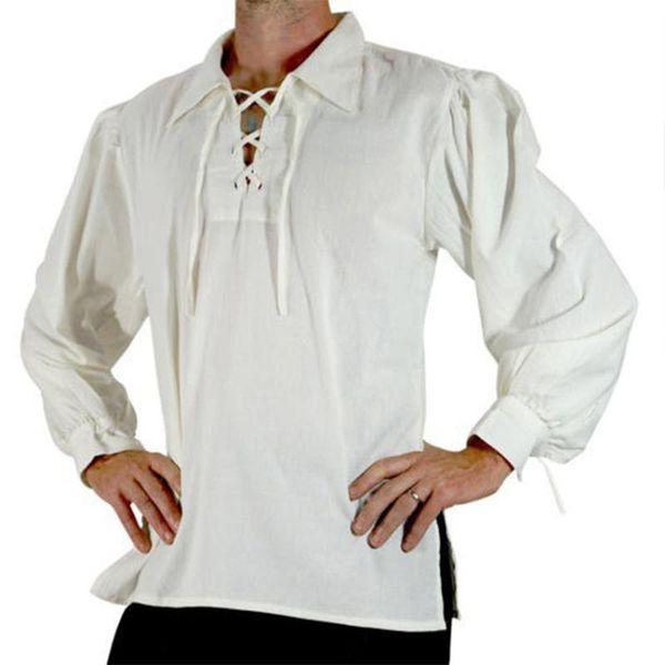 men medieval renaissance long-sleeved shirt retro solid cosplay costume for men strapped collar shirt stage clothing shirts, White;black
men medieval renaissance long-sleeved shirt retro solid cosplay costume for men strapped collar shirt stage clothing shirts, White;black
