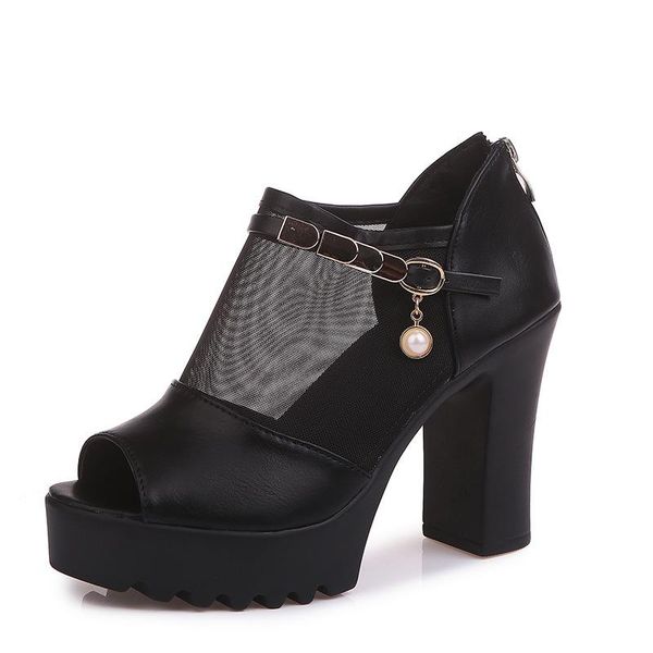 spring women leather casual sandal high thick heel crystal platform zipper peep toe slip on lady shoes zapatos mujer 2020, Black
spring women leather casual sandal high thick heel crystal platform zipper peep toe slip on lady shoes zapatos mujer 2020, Black