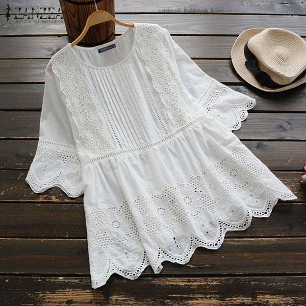 women's blouses & shirts 2021 summer solid embroidery blouse zanzea vintage hollow out women casual short sleeve cotton linen tunic bl, White
women's blouses & shirts 2021 summer solid embroidery blouse zanzea vintage hollow out women casual short sleeve cotton linen tunic bl, White