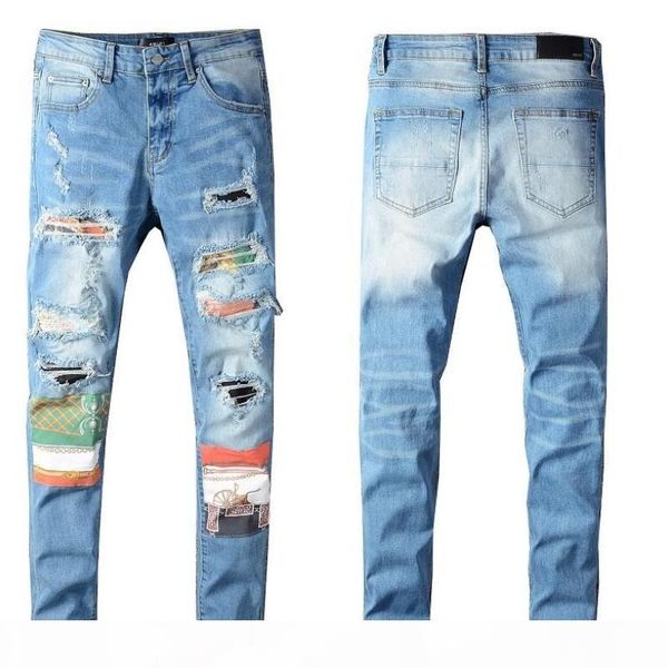 new mens jeans distressed motorcycle biker jeans rock skinny slim ripped hole fashionable embroidery denim pants, Blue
new mens jeans distressed motorcycle biker jeans rock skinny slim ripped hole fashionable embroidery denim pants, Blue