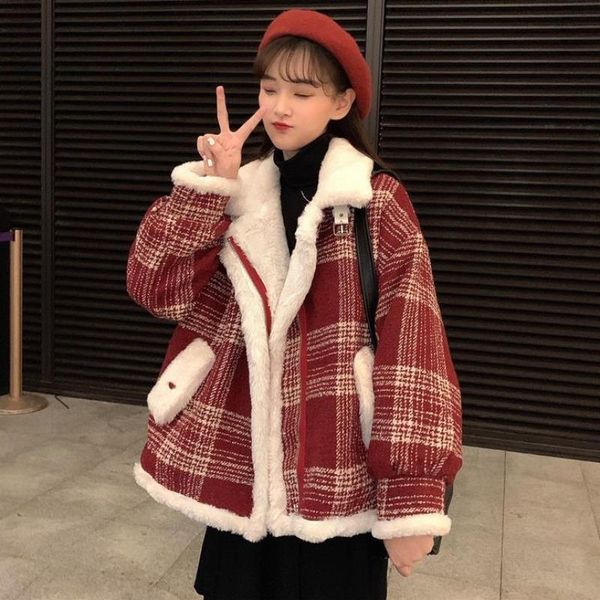 plaid jacket wool coat women streetwear winter coat korean long jacket woolen women kobieta kurtka clothing be50nz, Black
plaid jacket wool coat women streetwear winter coat korean long jacket woolen women kobieta kurtka clothing be50nz, Black