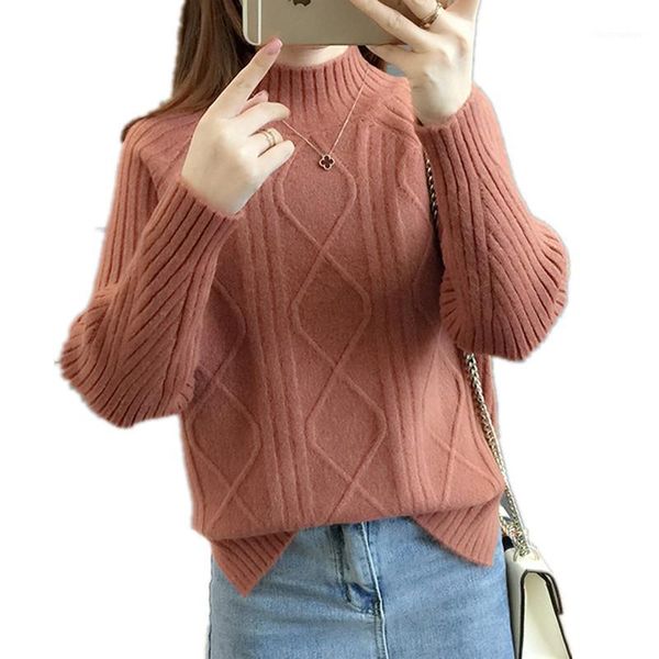 half turtleneck sweater women's pullover thick looseknitted pullover female long sleeve short sweater autumn winter warm 1, White;black
half turtleneck sweater women's pullover thick looseknitted pullover female long sleeve short sweater autumn winter warm 1, White;black