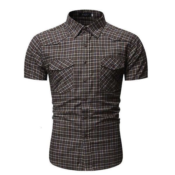 men's shirts plaid casual wild short sleeve lapel blouse male fashion pocket design shirt summer new 2020, White;black
men's shirts plaid casual wild short sleeve lapel blouse male fashion pocket design shirt summer new 2020, White;black