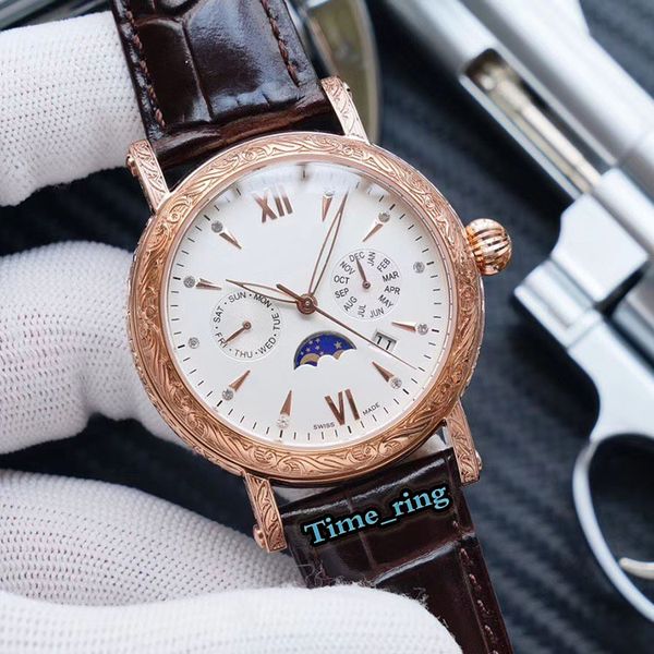 version 5146j-001 white date dial rose gold steel case 9100 automatic mechanical movement mens watch brown leather strap brand watches, Slivery;brown
version 5146j-001 white date dial rose gold steel case 9100 automatic mechanical movement mens watch brown leather strap brand watches, Slivery;brown