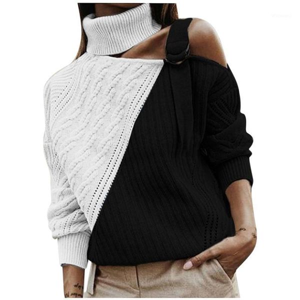 fashion oversized sweatshirts women turtleneck long sleeve off shoulder colorblock knitted sweater #js51, White;black
fashion oversized sweatshirts women turtleneck long sleeve off shoulder colorblock knitted sweater #js51, White;black
