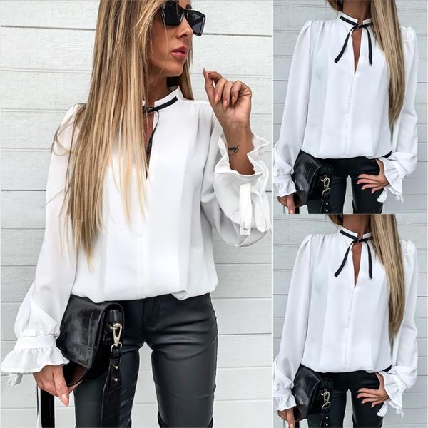 puff sleeve women long sleeve casual stand collar shirts ruffles solid color office elegant blouse d30, White
puff sleeve women long sleeve casual stand collar shirts ruffles solid color office elegant blouse d30, White