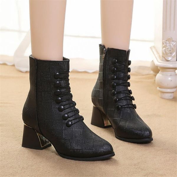 fashion women ankle boots heels shoes toe ladies korean version of middle heel boots women thick english style q302, Black
fashion women ankle boots heels shoes toe ladies korean version of middle heel boots women thick english style q302, Black