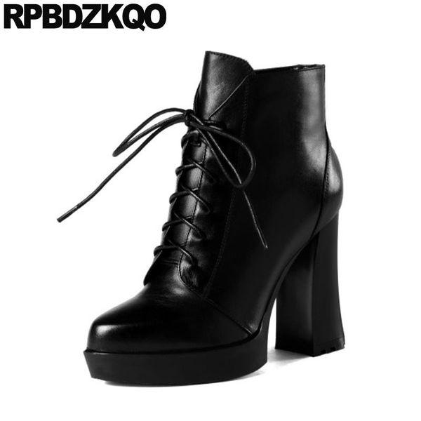 platform extreme women shoes winter brand chunky front lace up casual ankle boots autumn fetish high heel booties pointed toe, Black
platform extreme women shoes winter brand chunky front lace up casual ankle boots autumn fetish high heel booties pointed toe, Black