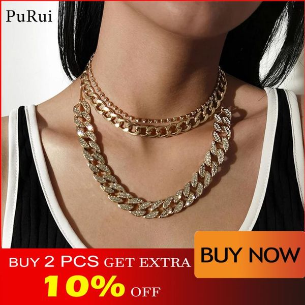 purui punk multi layer chain choker necklace jewelry for women hip hop big thick chunky clavicle cystal chain necklace collares, Silver 
purui punk multi layer chain choker necklace jewelry for women hip hop big thick chunky clavicle cystal chain necklace collares, Silver