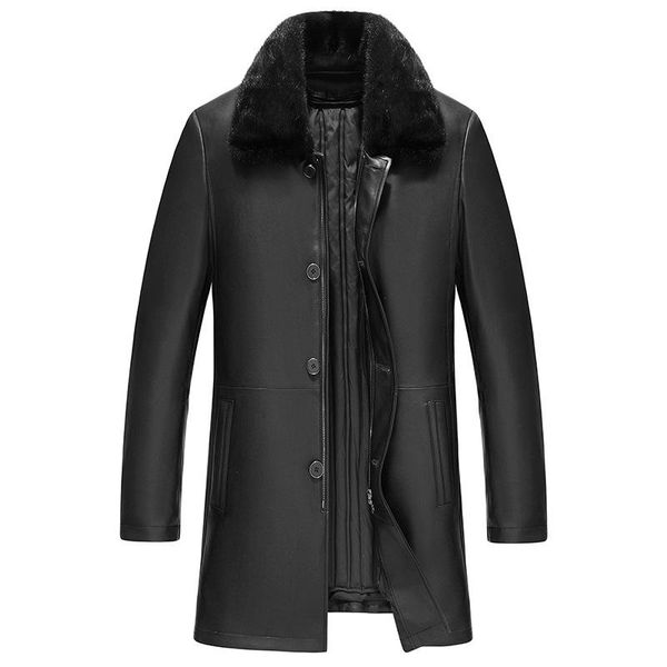 men's leather & faux haining down jacket coat korean version slim sheep fur and handsome, Black
men's leather & faux haining down jacket coat korean version slim sheep fur and handsome, Black