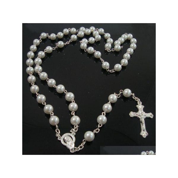 mens silver rosary necklace women pearl beads white/black crystal rosary cross beads pendant necklace 6mm 120pcs/lot fashion jewelry 5hdrr 
mens silver rosary necklace women pearl beads white/black crystal rosary cross beads pendant necklace 6mm 120pcs/lot fashion jewelry 5hdrr