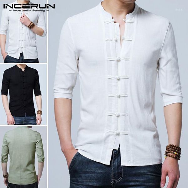 men's casual shirts incerun men's vintage shirt men half sleeve cotton solid color stand collar button blouse chinese style tang s, White;black
men's casual shirts incerun men's vintage shirt men half sleeve cotton solid color stand collar button blouse chinese style tang s, White;black