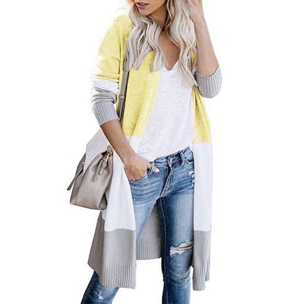 womens long cardigan sweaters v-neck long sleeve lightweight color block loose knit open front sweaters coat, White
womens long cardigan sweaters v-neck long sleeve lightweight color block loose knit open front sweaters coat, White