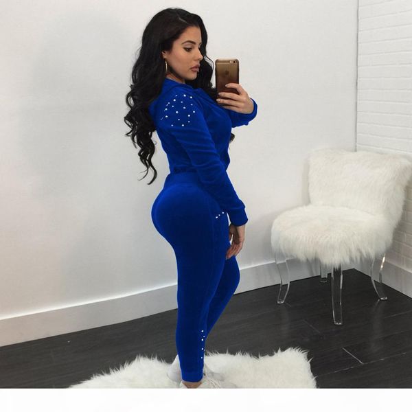 2019 new arrival womens tracksuits beading solid velvet tracksuit two piece set hoodie and pants full sleeve casual set velour sweatsuit, Gray
2019 new arrival womens tracksuits beading solid velvet tracksuit two piece set hoodie and pants full sleeve casual set velour sweatsuit, Gray