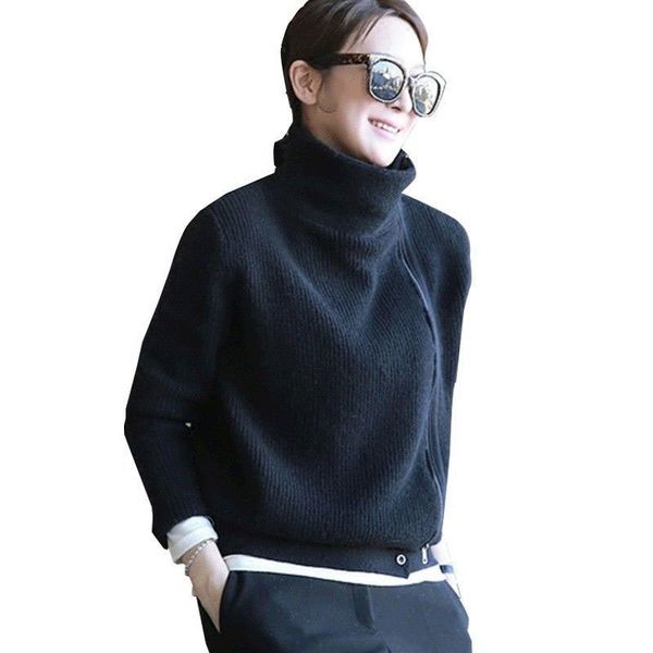 new autumn winter korea fashion women turtleneck loose zipper cardigans female casual knitted coat warm sweater plus size lj201114, White;black
new autumn winter korea fashion women turtleneck loose zipper cardigans female casual knitted coat warm sweater plus size lj201114, White;black