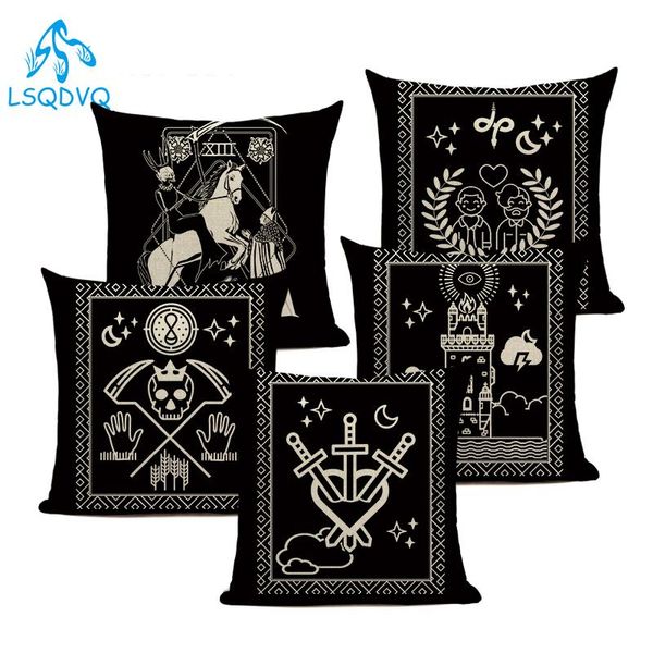 decorative throw pillows case black tarot card divination cotton linen pillow cushion covers for sofa home living room almofadas
decorative throw pillows case black tarot card divination cotton linen pillow cushion covers for sofa home living room almofadas