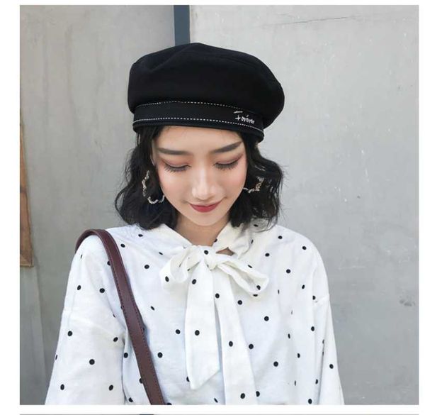 berets 2021 autumn winter woman hat fashion ribbon bow beret letter embroidery hats vintage male french navy cap, Blue;gray
berets 2021 autumn winter woman hat fashion ribbon bow beret letter embroidery hats vintage male french navy cap, Blue;gray