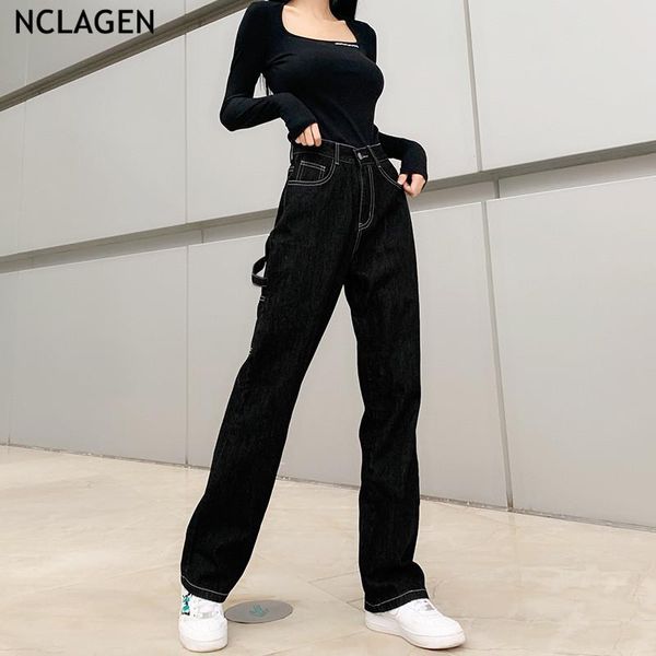 women's jeans nclagen women pockets patchwork stylish cool lady vintage hip hop denim pants harajuku high waist disco black trousers, Blue
women's jeans nclagen women pockets patchwork stylish cool lady vintage hip hop denim pants harajuku high waist disco black trousers, Blue