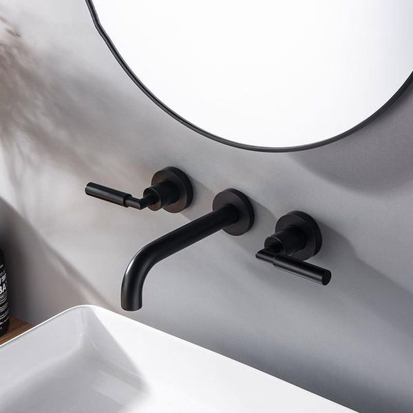 bathroom sink faucets matte black brass double handle wall mounted faucet & cold water taps basin mixer tap set
bathroom sink faucets matte black brass double handle wall mounted faucet & cold water taps basin mixer tap set