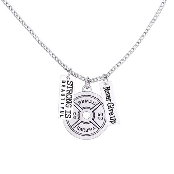 double nose strong is beautiful never give up train hard or go home 50kg pendants jewelry link chain necklaces for gift, Silver
double nose strong is beautiful never give up train hard or go home 50kg pendants jewelry link chain necklaces for gift, Silver