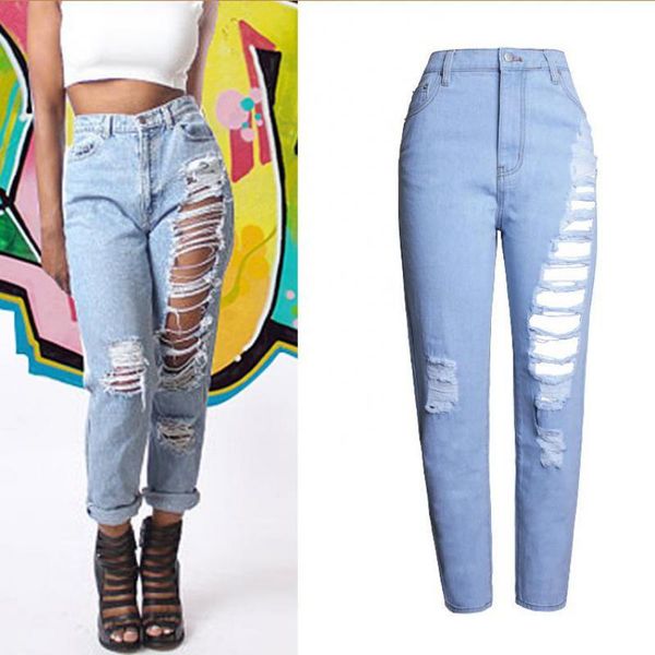 women's jeans women cotton boyfriend high waist ripped hole distressed loose straight jean trousers light blue large size denim pants
women's jeans women cotton boyfriend high waist ripped hole distressed loose straight jean trousers light blue large size denim pants