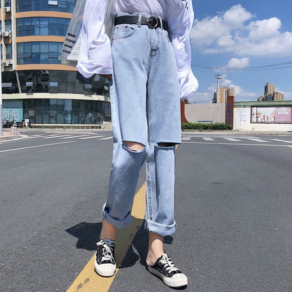 new korean fashions light wormhole beggar waist high brim thin women straight bobbin bf version looses wide leg pants hl6q, Blue
new korean fashions light wormhole beggar waist high brim thin women straight bobbin bf version looses wide leg pants hl6q, Blue