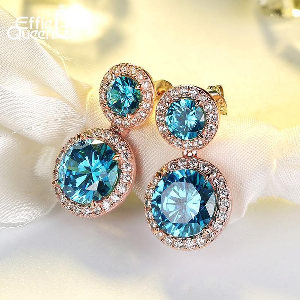 effie queen luxury wedding women earrings double round with cubic zircon blue stone drop earings fashion jewelry gift de1611, Golden;silver
effie queen luxury wedding women earrings double round with cubic zircon blue stone drop earings fashion jewelry gift de1611, Golden;silver