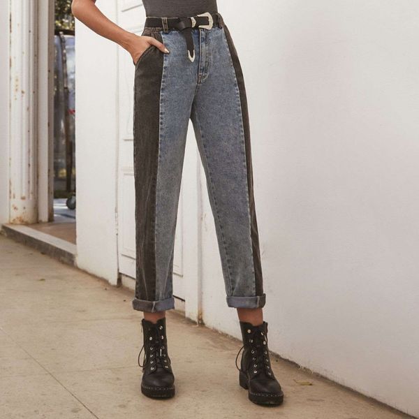 fashion color matching personality leisure high waist jeans women's autumn and winter, Blue
fashion color matching personality leisure high waist jeans women's autumn and winter, Blue
