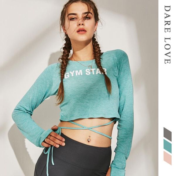 women's new bandage yoga suit long sleeve loose navel leakage running fitness suit letter printed sports for women, White;red
women's new bandage yoga suit long sleeve loose navel leakage running fitness suit letter printed sports for women, White;red