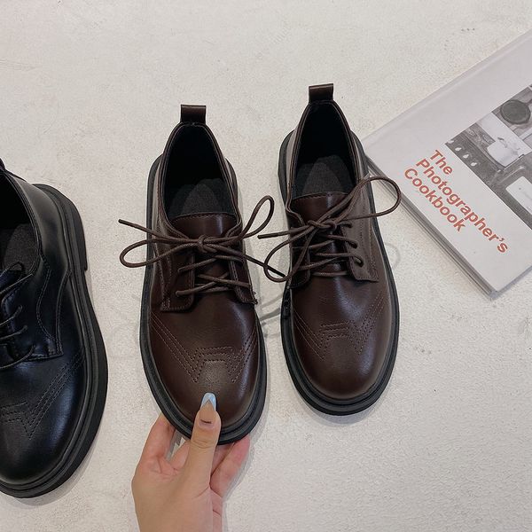 leather shoes women's english style lace flat shoes 2020 autumn new college wind joker students thick-soled women's shoes c1120, Black
leather shoes women's english style lace flat shoes 2020 autumn new college wind joker students thick-soled women's shoes c1120, Black