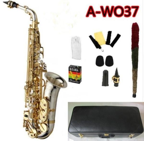 brand new yanagisawa a-wo37 alto saxophone nickel plated gold key professional sax with mouthpiece case and accessories
brand new yanagisawa a-wo37 alto saxophone nickel plated gold key professional sax with mouthpiece case and accessories
