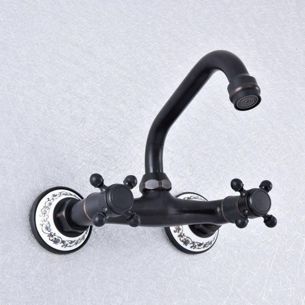 wall mounted bathroom kitchen sink faucet black bronze 360 swivel spout mixer tap dual cross handles levers lsf7281
wall mounted bathroom kitchen sink faucet black bronze 360 swivel spout mixer tap dual cross handles levers lsf7281