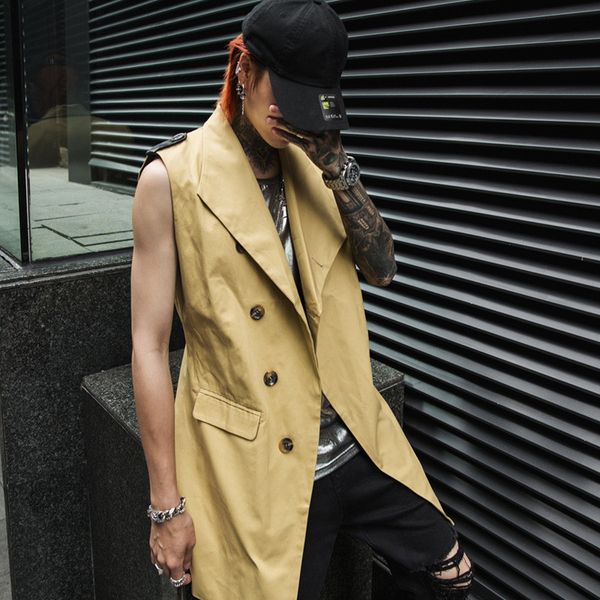 2021 hip hop men long club suit singer's attire korean style slim fit vest sleeveless jacket s558, Black;white
2021 hip hop men long club suit singer's attire korean style slim fit vest sleeveless jacket s558, Black;white