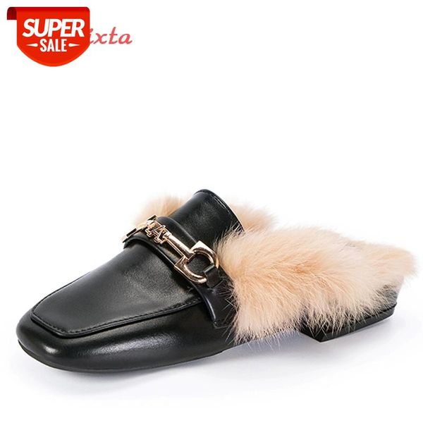 aphixta luxury metal buckle real rabbit hair slippers women shoes real fur square heel warm mujer slides plus big size 34-43 #vn8n, Black
aphixta luxury metal buckle real rabbit hair slippers women shoes real fur square heel warm mujer slides plus big size 34-43 #vn8n, Black