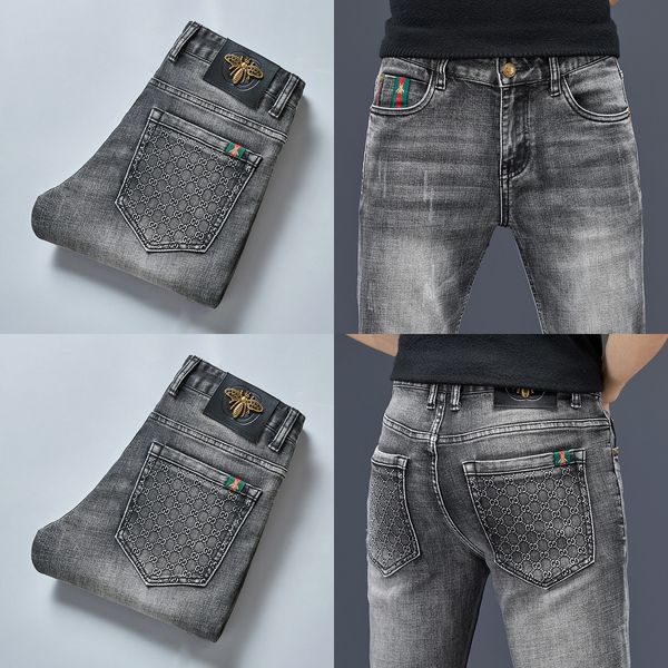 2020 autumn men's jeans cotton slim elastic fashion business trousers classic style jeans denim pants male pants gray color q0105, Black;white
2020 autumn men's jeans cotton slim elastic fashion business trousers classic style jeans denim pants male pants gray color q0105, Black;white