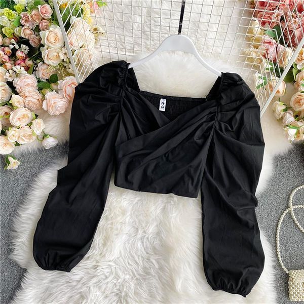 women spring autumn new blouse retro square collar puff sleeve shirt fashion short crop female blusa uk092, White
women spring autumn new blouse retro square collar puff sleeve shirt fashion short crop female blusa uk092, White