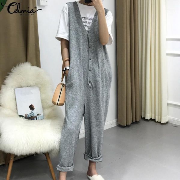 celmia 2020 spring 5xl women knit jumpsuits casual harem pants button down sleeveless long rompers plus size overalls mujer1, Black;white
celmia 2020 spring 5xl women knit jumpsuits casual harem pants button down sleeveless long rompers plus size overalls mujer1, Black;white