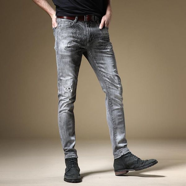 men jeans summer antique farm tools printed denim causal slim fit pencil pants, Blue
men jeans summer antique farm tools printed denim causal slim fit pencil pants, Blue