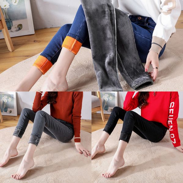 winter women plush warm straight jeans lady thin leggings slim pencil long pants female thicken fleece stretch denim trousers y1214, Blue
winter women plush warm straight jeans lady thin leggings slim pencil long pants female thicken fleece stretch denim trousers y1214, Blue