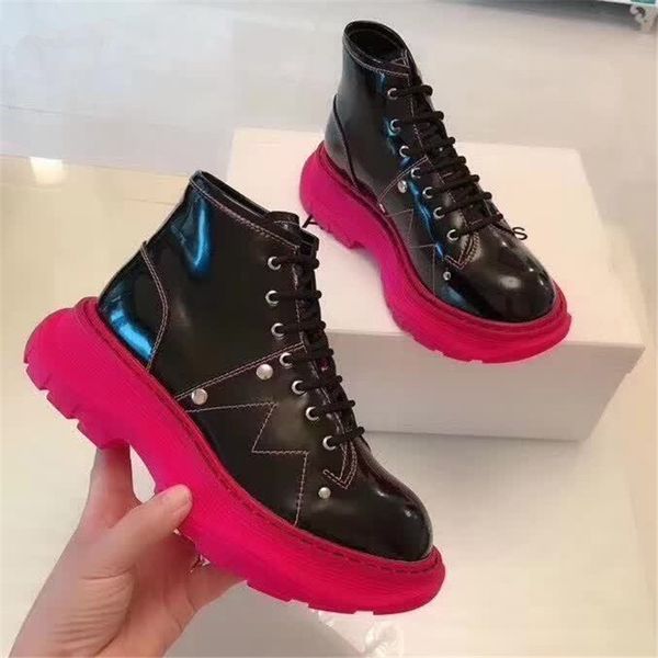 leather ankle thick soles women's platform shoes short booties autumn lace-up flat boots mujer high en9a, Black
leather ankle thick soles women's platform shoes short booties autumn lace-up flat boots mujer high en9a, Black