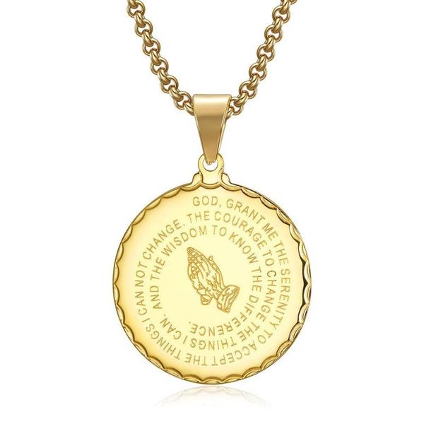 pendant necklaces 3 color gold 316l stainless steel coin neckalce for women men christian jewelry bible prayer amulet necklace, Silver
pendant necklaces 3 color gold 316l stainless steel coin neckalce for women men christian jewelry bible prayer amulet necklace, Silver