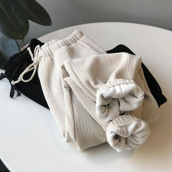 yeeloca spring velvet casual pants women drawstring solid high waist straight trousers korean fleece loose nine-point pants, Black;white
yeeloca spring velvet casual pants women drawstring solid high waist straight trousers korean fleece loose nine-point pants, Black;white