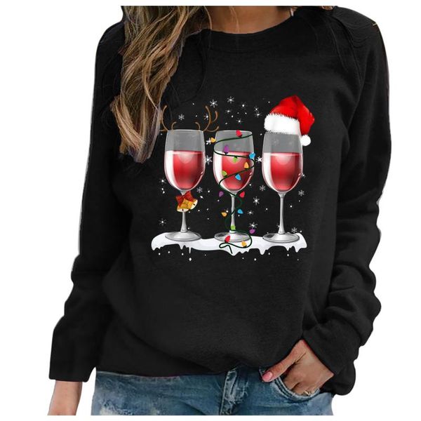 40#sweaters christmas red wine print letter o neck long sleeve casual women's sweaters elegant daily pullover autumn winter top, White;black
40#sweaters christmas red wine print letter o neck long sleeve casual women's sweaters elegant daily pullover autumn winter top, White;black