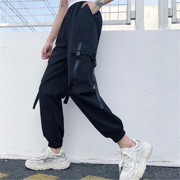 women solid khaki cargo pants high waist harajuku streetpants fashion black sport trousers streetwear harem pants p8896, Black;white
women solid khaki cargo pants high waist harajuku streetpants fashion black sport trousers streetwear harem pants p8896, Black;white